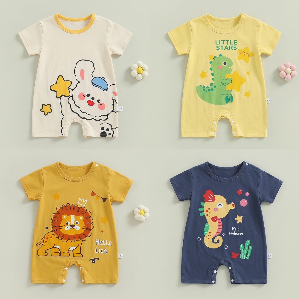 Baby Summer Linen Sleeveless Jumpsuit - Летние хлопковые льняные боди с принтом