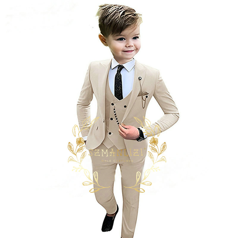 Baby Boy Suit Set Baptism - 3 шт./комплект, бежевый блейзер и брюки