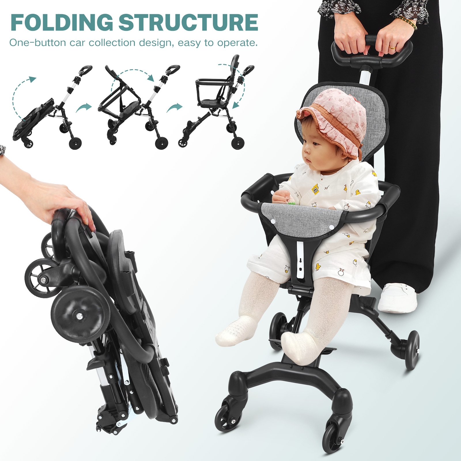 Lightweight Foldable Baby Stroller Compact - Детское компактное легкое складное сиденье для