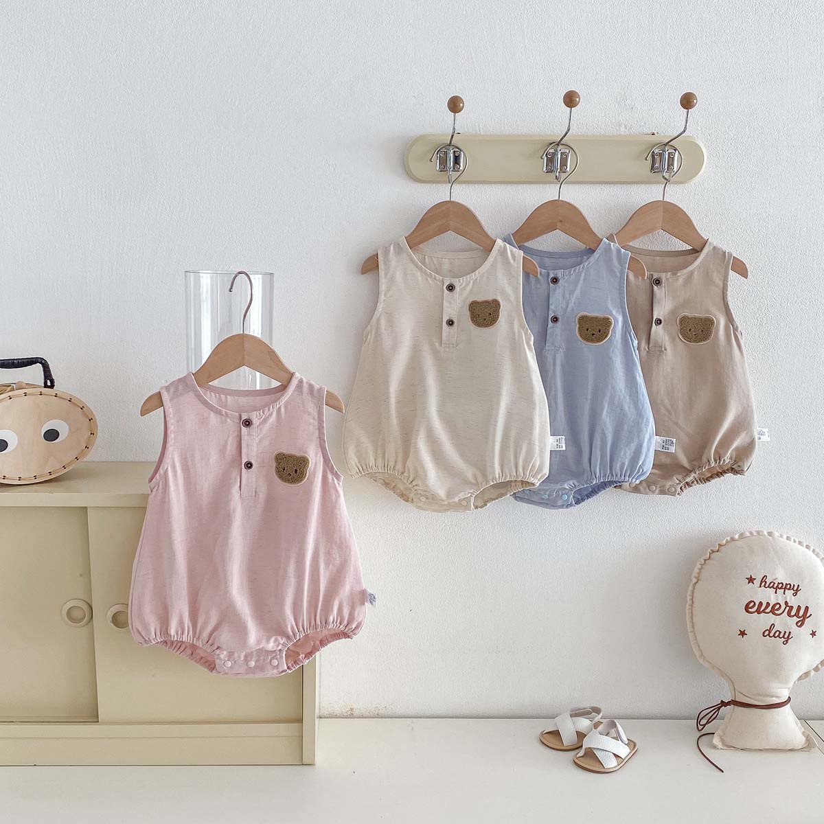 Baby Summer Linen Sleeveless Jumpsuit - Детский летний комбинезон без рукавов с