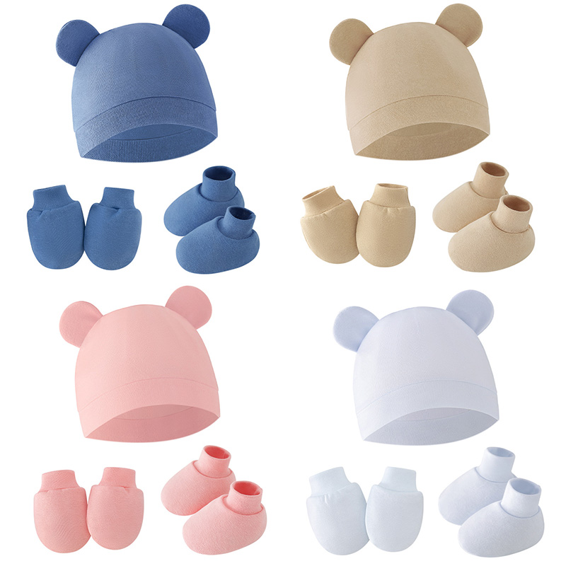 Infant Beanie Hat With Ears - Шапка-бини с ушками медведя для новорожденных