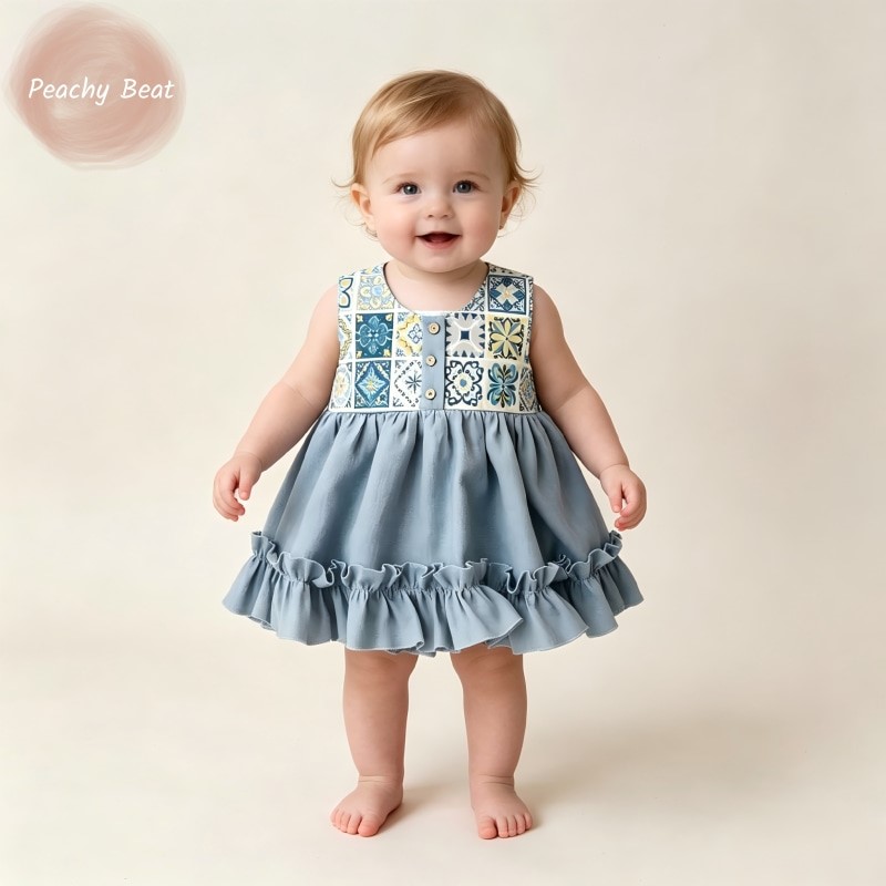 Baby Summer Linen Sleeveless Jumpsuit - Модный хлопково-льняной комбинезон для новорожденных девочек
