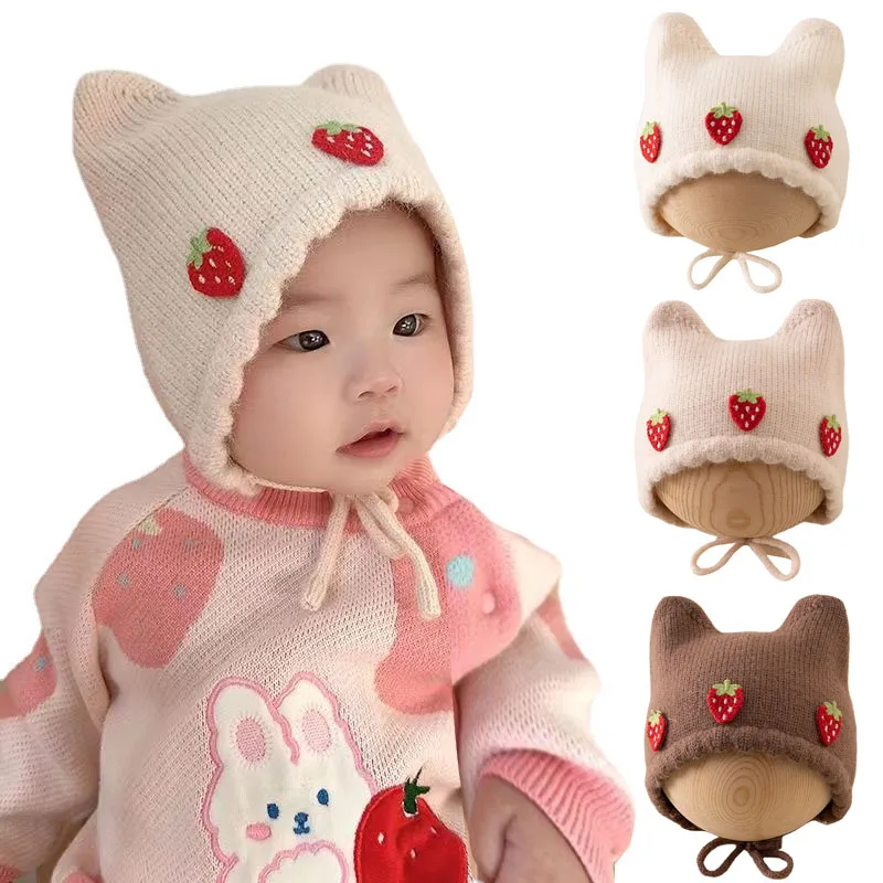 Infant Beanie Hat With Ears - Новая осенне-зимняя шапка для маленьких девочек,