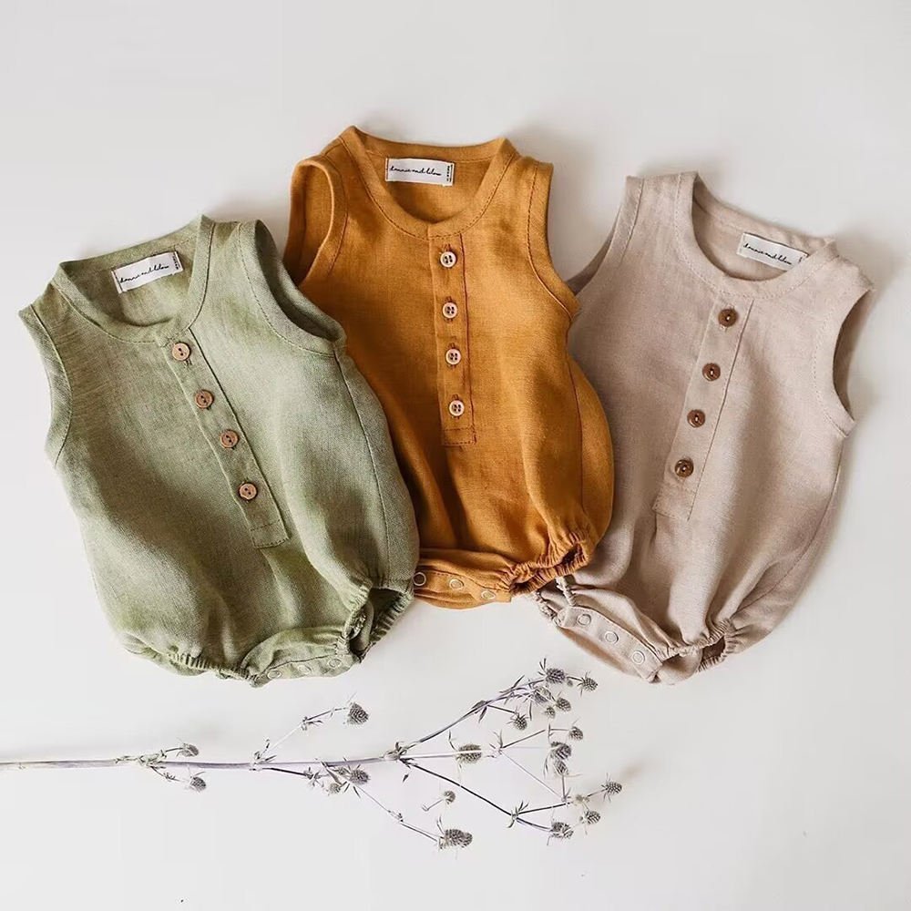 Baby Summer Linen Sleeveless Jumpsuit - Льняной хлопковый комбинезон для новорожденных мальчиков,