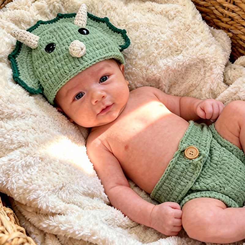 2 шт., вязаный крючком динозав – обзор и цена Infant Photography Props Outfit