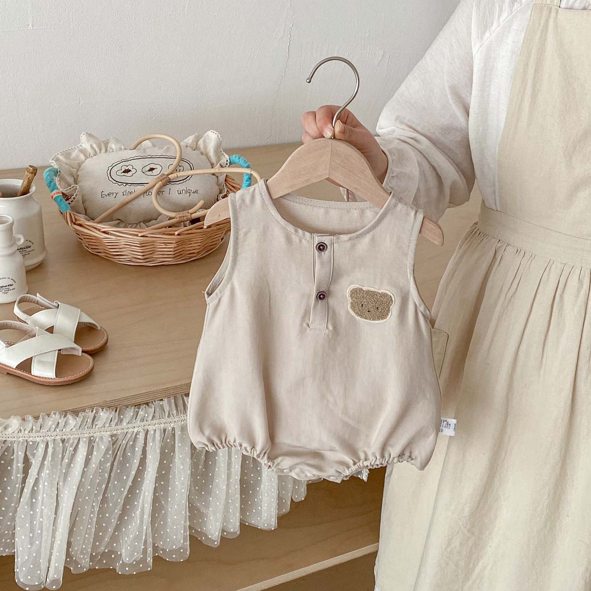 Детский летний комбинезон без  – обзор и цена Baby Summer Linen Sleeveless Jumpsuit