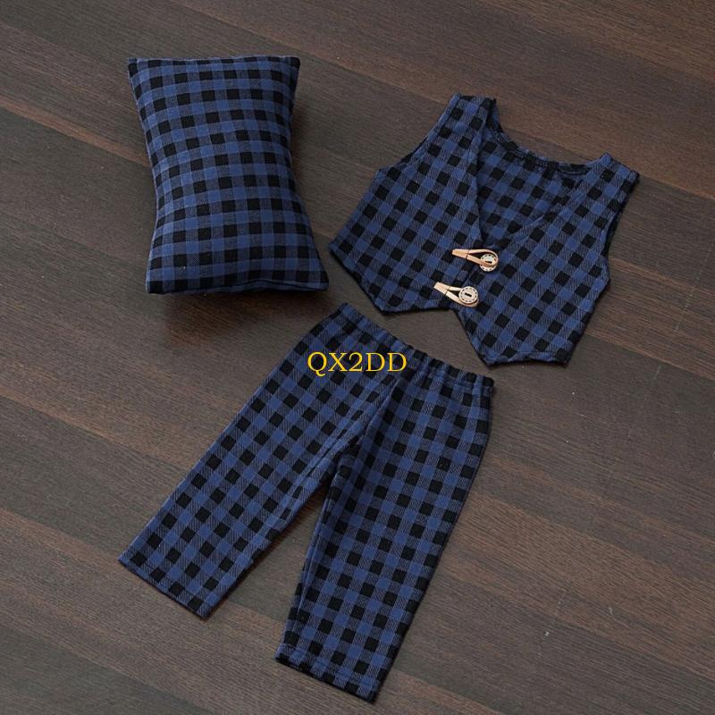 QX2D клетчатые штаны и жилет с – обзор и цена Infant Photography Props Outfit