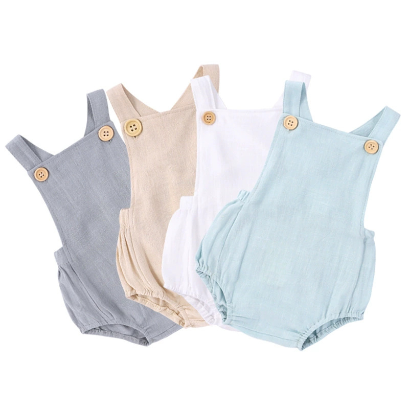 Лето 2025 года, комбинезон для – обзор и цена Baby Summer Linen Sleeveless Jumpsuit